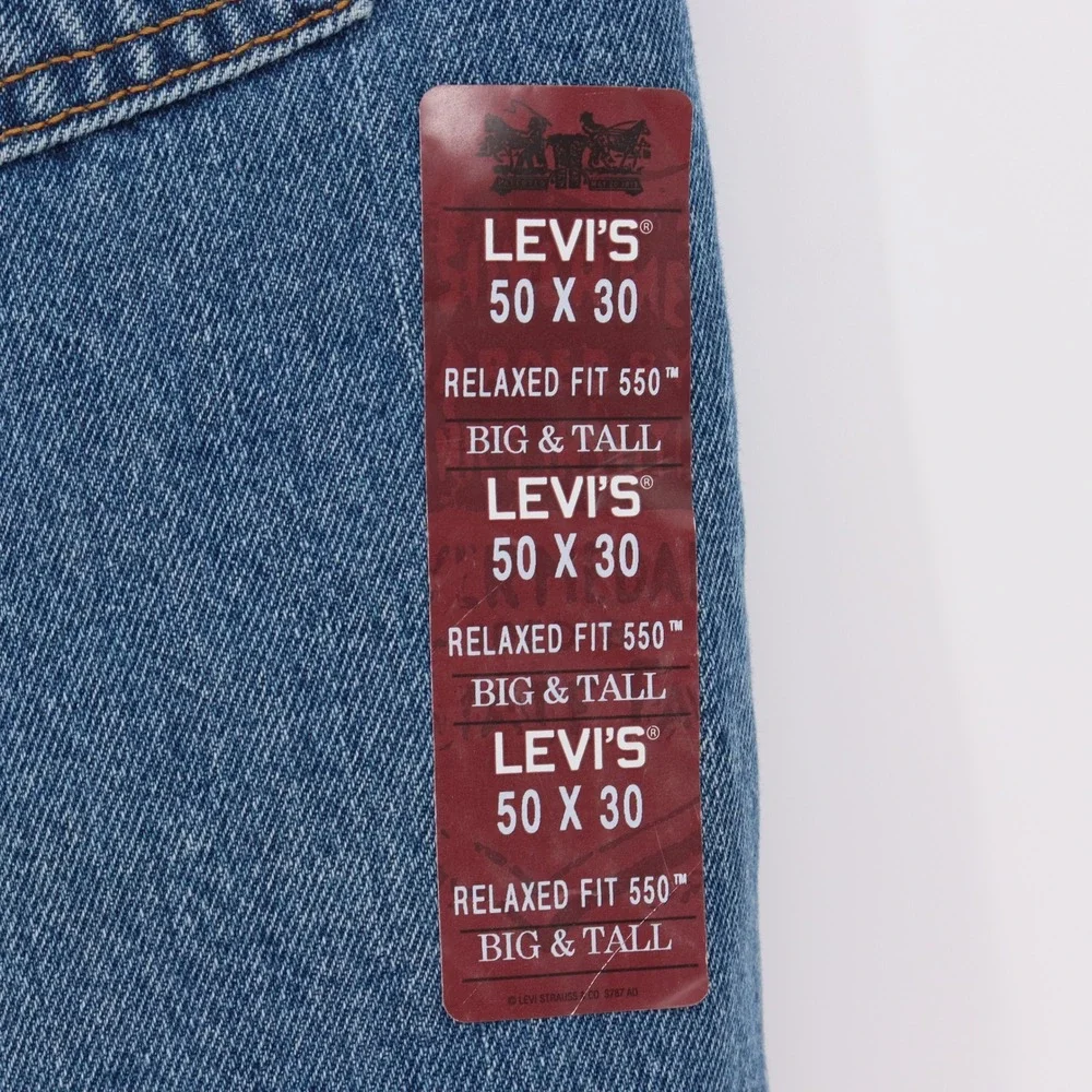 Levi's Men's Big & Tall 550 Relaxed Fit Jeans 50 X 30 Blue Denim Casual Hemmed
